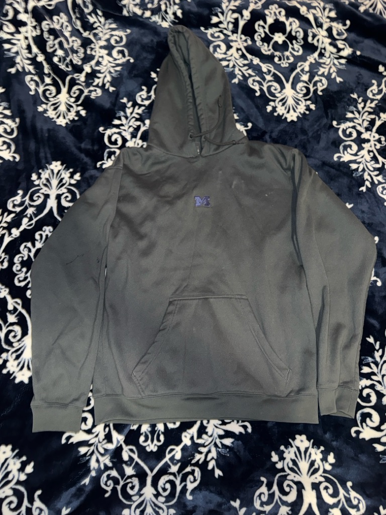 Pro Edge Men's Black Crewneck Hoodie With Small Purple 'M' Embroidery